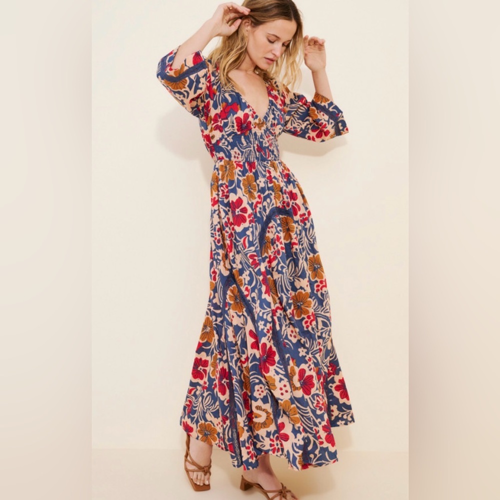 Free People Women’s floral print Dixie Maxi Dress medium - Picture 7 of 9